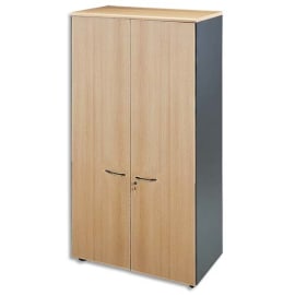 MT INTERNATIONAL Armoire haute portes pleines MT3 Confort, L91 x H182 x P43 cm Hêtre anthracite photo du produit