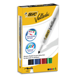 BIC Velleda Feutres pour Tableau Blanc Effaçables à Sec à Pointe Conique Moyenne - Couleurs Assorties x4 photo du produit