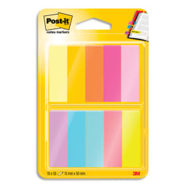 POST-IT Blister de 4 x 6 marque-pages rigides coloris assortis (Rose Vert  Orange Jaune)