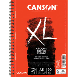 CANSON Album de 60 feuilles papier dessin CROQUIS XL spirale grand côté 90g A5 Ref-787221 photo du produit