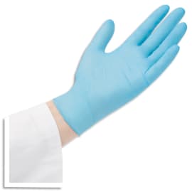 Boîte 100 gants ambidextres en nitrile non poudrés, hypoallergéniques, contact alimentaire, Taille 8 Bleu photo du produit