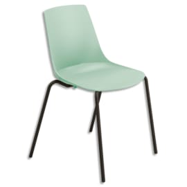Chaise Cl&eacute;o polyvalente coque en polypropyl&egrave;ne vert d'eau, 4 pieds noirs en m&eacute;tal photo du produit