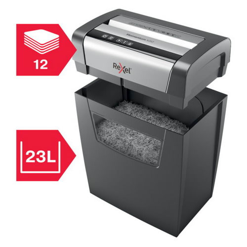 REXEL Destructeur de documents Momentum X312 P-3, coupe croisée, 5x42mm, 12 feuilles, 23 litres 2104572EU photo du produit Secondaire 1 L