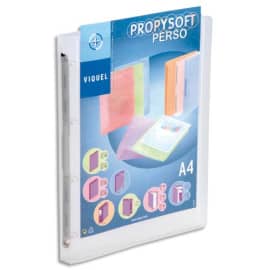 VIQUEL Classeur personnalisable PROFYSOFT PP 4/10e, dos 2,5 cm, incolore, 4 anneaux ronds photo du produit