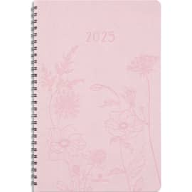 OBERTHUR Agenda PRIMROSE 25, spiralé, Janvier à Décembre 2025, format 17x24,5cm Rose photo du produit