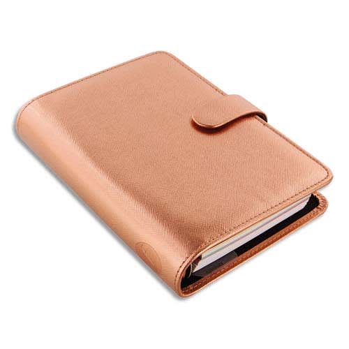 FILOFAX Agenda Soffiano Personal couverture rigide 1S/2P, pression, pochettes, ft 9,5 x 17,1 Rose métal photo du produit Principale L