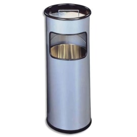 DURABLE Corbeille à papier ronde en métal + cendrier sable - 17+2 litres - ø26 x H62 cm - Argent photo du produit