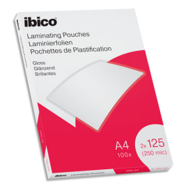 IBICO Pack de 100 pochettes de plastification brillantes A4, 125 microns 627318 photo du produit