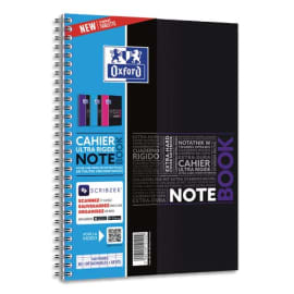 OXFORD Etudiant Cahier Organiser Book spiralé couverture polypropylène 160  pages 5x5 24,5 x 31 cm avec appli SOS NOTES