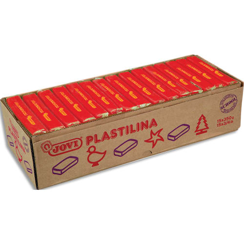 JOVI Plastilina, boîte de 15 x 350 grammes de pâte à modeler végétale couleur rouge photo du produit Principale L