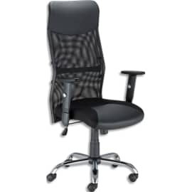 Fauteuil HIT dossier haut dossier mesh, appui t&ecirc;te rembourr&eacute; simili cuir noir, m&eacute;canisme basculant photo du produit