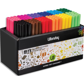 WONDAY Schoolpack de 144 feutres pointes moyennes, coloris assortis photo du produit