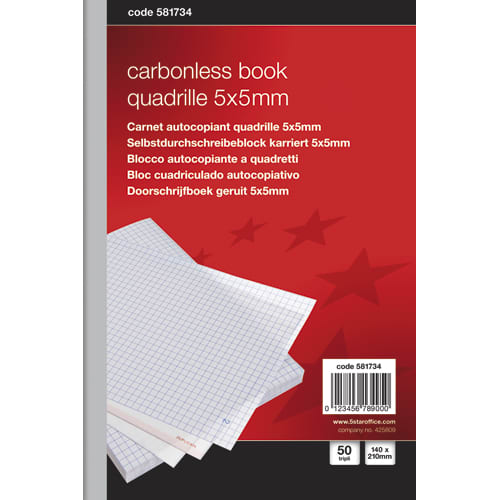 PERGAMY Carnet quadrillé 5x5mm format 14,8x21cm. 50 feuilles autocopiantes en tripli photo du produit Principale L
