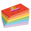 POST-IT® Notes Super Sticky Playful 76 x 127 mm. 6 blocs, 90F. Ass : rouge/orange/jaune/vert/bleu/violet. photo du produit