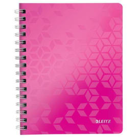 LEITZ Cahier spiralé WOW 14,8x21cm, 160 pages lignées. Couverture souple polypropylène. Coloris Rose photo du produit