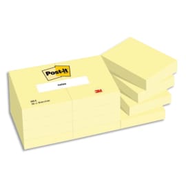 POST-IT Lot de 12 blocs repositionnables de 100 feuilles 38 x 51 mm Jaune 653E photo du produit