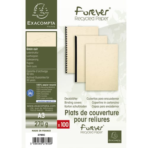 Paquet de 100 couvertures Grain cuir pour reliure A4 sur