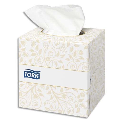 TORK Boîte Cube de 100 Mouchoirs 2 plis ouate extra douche Blanche - Format L21 x P20 cm photo du produit Principale L
