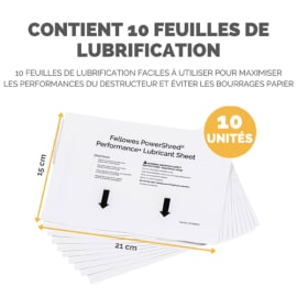 FELLOWES Paquet de 10 feuilles lubrifiées pour destucteurs à base d'huile végétale 4025601 photo du produit