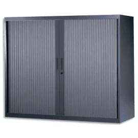 VINCO Armoire basse métal monobloc Corps et Rideaux ANTHRACITE 2 tablettes - Dim.120x105x43 cm photo du produit