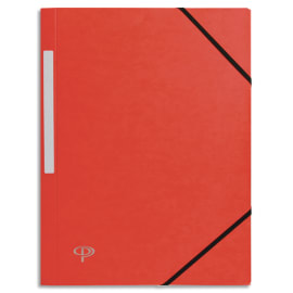 PERGAMY Chemise 3 rabats monobloc à élastique en carte lustrée 5/10e, 390g. Coloris Rouge. photo du produit