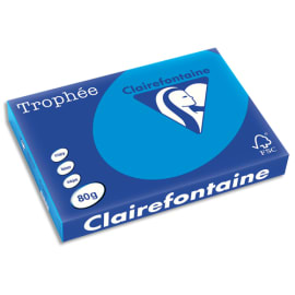 CLAIREFONTAINE Ramette de 500 feuilles papier couleur TROPHEE 80 grammes format A3 Bleu turquoise 1886 photo du produit