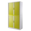 EASYOFFICE Armoire démontable corps en PS teinté Blanc rideau Vert - Dim L110x H204x P41,5 cm photo du produit