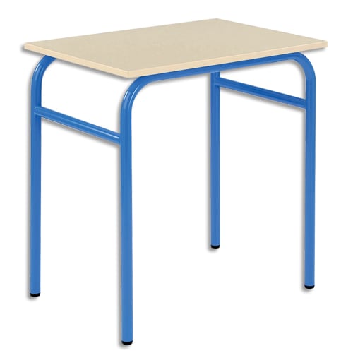 SODEMATUB Lot de 4 tables scolaire MONOPLACE, hêtre, plateau 70 x 50 cm, hauteur 76 cm, taille 6, bleu photo du produit Principale L