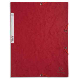 EXACOMPTA Chemise 3 rabats et &eacute;lastique, en carte lustr&eacute;e 5/10e, 400gr. Format 24x32cm. Coloris Cerise photo du produit