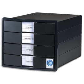 HAN Module classement IMPULS KARMA 4 tiroirs. En PS recycl&eacute;. Ange Bleu. Dim (lxhxp): 28x23,5x36,7cm. Noir photo du produit