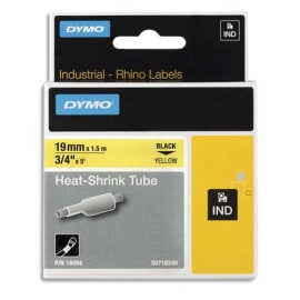 DYMO Gaine thermo-rétractable Rhino 19 mm HST Noir sur Jaune 18058 photo du produit