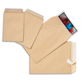 CALIPAGE Boîte de 250 pochettes kraft brun 90g C4 229X324 mm auto-adhésives photo du produit