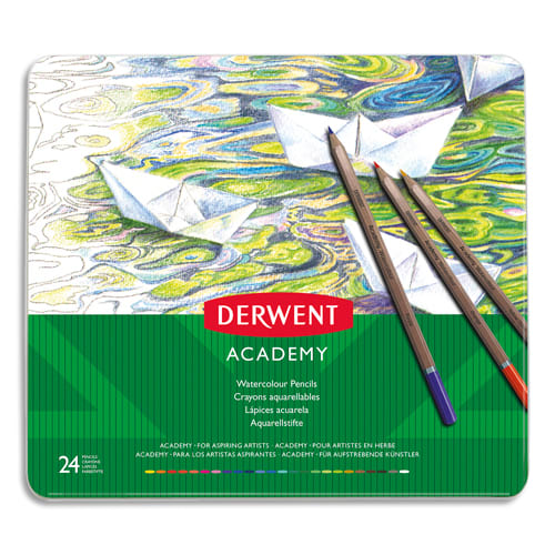 DERWENT ACADEMY Boîte de 24 crayons de couleur aquarellables, couleurs assorties photo du produit Principale L