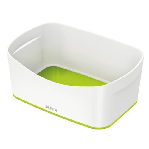 LEITZ Bac de rangement MYBOX medium sans couvercle en ABS. Coloris Blanc fond Vert photo du produit Principale L