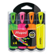 MAPED Surligneurs FLUO'PEPS Classic : Vert, Rose, Jaune, Orange, sous pochette photo du produit