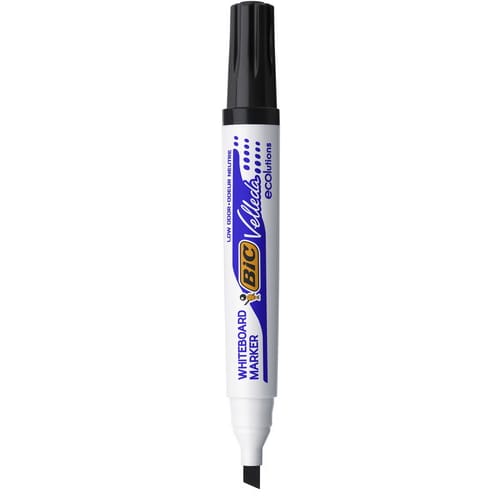 BIC Velleda 1751 ECOlutions Feutres pour Tableau Blanc Effaçables à Sec à Pointe Moyenne Biseautée - Noir photo du produit Secondaire 1 L