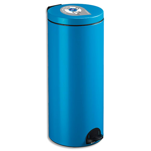 ROSSIGNOL Poubelle à pédale Sanelia en acier Bleu, capacité 30 Litres, seau en plastique - D29 x H67 cm photo du produit Principale L