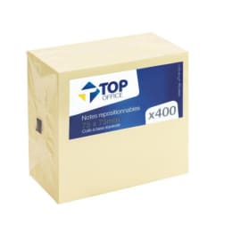 TOP OFFICE Cube de notes repositionnables 400 feuilles, 75 x 75 mm, jaune photo du produit