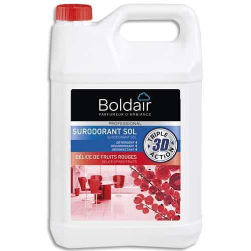 BOLDAIR Bidon 5 Litres 3D Surodorant sols détergent désodorisant  désinfectant Délices de fruits Rouges ≡ CALIPAGE