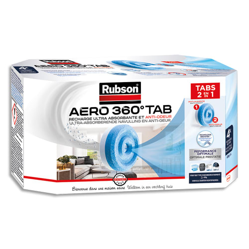 RUBSON Boîte de 4 recharges Aero 360 degré pour absorbeur lutte