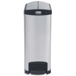 RUBBERMAID Collecteur à pédale Slim Jim en métal étroit, 90 Litres L33,27 x H83,41 x P69,01 cm Gris Noir photo du produit