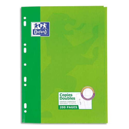 Oxford - Copies Doubles 2.0 - Grands Carreaux Seyès - 200 Pages Blanches -  Etui Cartonné - A4 - Vert - Service Achat Discount