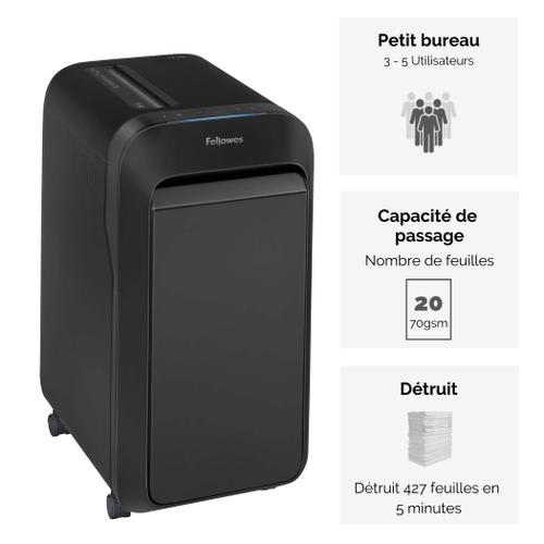 Fellowes Destructeur de documents Powershred LX70 coupe croisée DIN P4 - 11  feuilles - Corbeille 18L - Noir - Destructeurs de Documentsfavorable à  acheter dans notre magasin