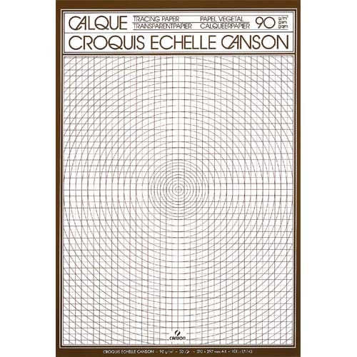 BLOC PAPIER CALQUE CANSON A3 C ROQUIS ACHELLE 5X5MM 2 GOMMAGES