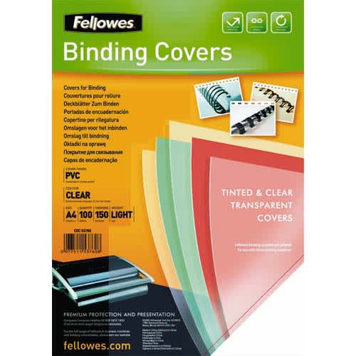 FELLOWES Boîte de 100 plats de couvertures PVC A4 150 microns 5376001 photo du produit