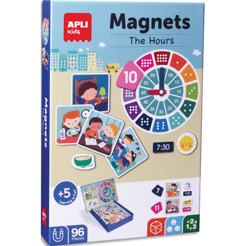 APLI KIDS Boîte de 96 magnets pour apprendre les heures photo du produit Principale L