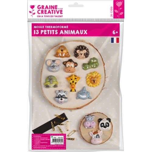 GRAINE CREATIVE Lot de 13 moules animaux avec 9 broches et 1 bande aimantée photo du produit Principale L