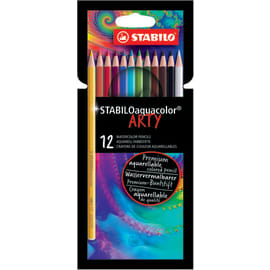 STABILO Aquacolor ARTY crayon de couleur aquarellable - Etui carton de 12 crayons - Coloris assortis photo du produit