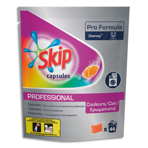 SKIP Carton de 184 capsules de Lessive liquide pour couleurs, dans 4 Sachets refermables de 46 dosettes photo du produit Principale L