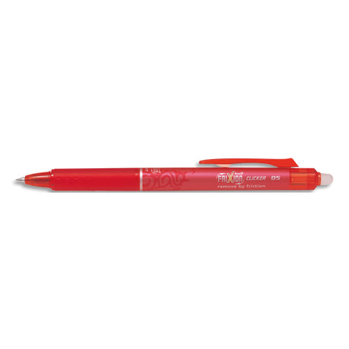 PILOT Roller FriXion Clicker pointe fine rétractable 0,5 mm. Encre thermosensible effaçable Rouge photo du produit Principale L